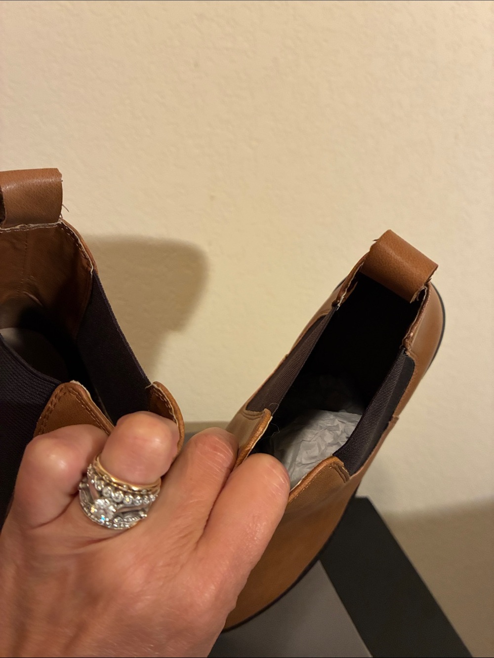 LOFT Tan Chelsea Booties with Dark Elastic Panels - Picture 3 of 6